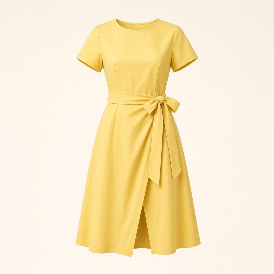 Yellow Tie-Waist Dress
